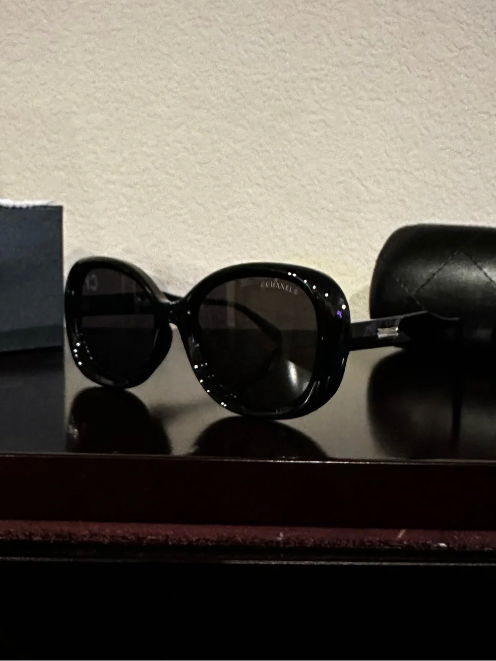 CHANEL Black Round Oversized Sunglasses